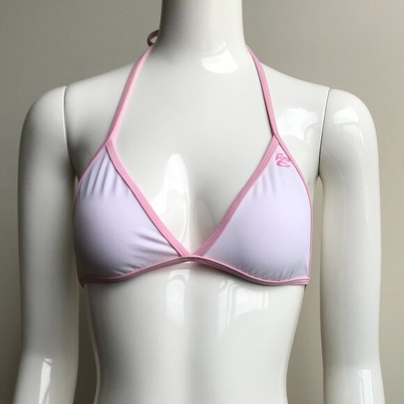 Billabong solid white & baby pink reversible triangle bikini top - Picture 1 of 4
